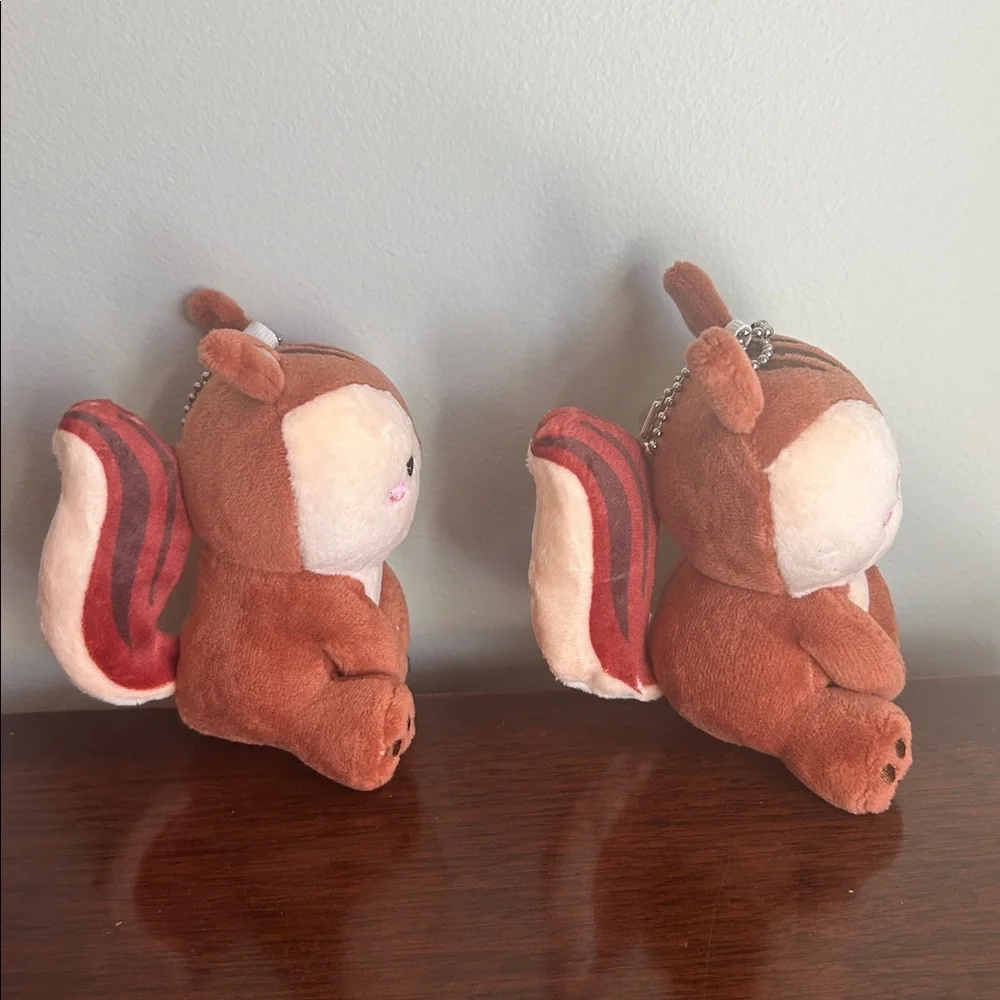 3 for $12 Bundle sale: Lot of 2 Squirrel Plush Keychains Kawaii